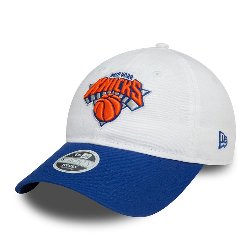 New Era Womens 9TWENTY New York Knicks Baseball Cap – NBA White Crown – White-Royal Blue Adjustable
