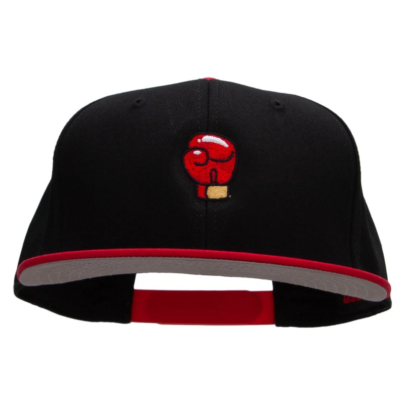 Power Punch Embroidered Two Tone Superior Cotton Twill Flat Bill Snapback Cap Red Black One Size
