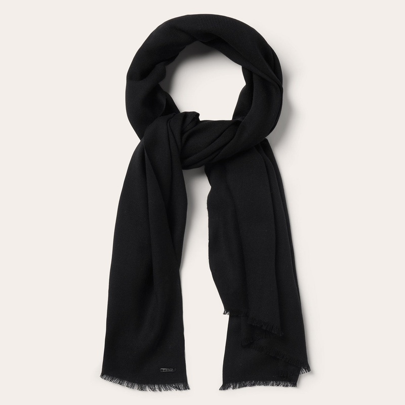 Wool Fringe Scarf Black O/S