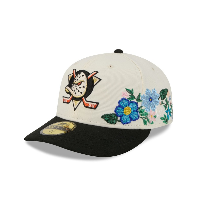 Anaheim Ducks Tonal Florals White 59FIFTY Fitted Hat 7