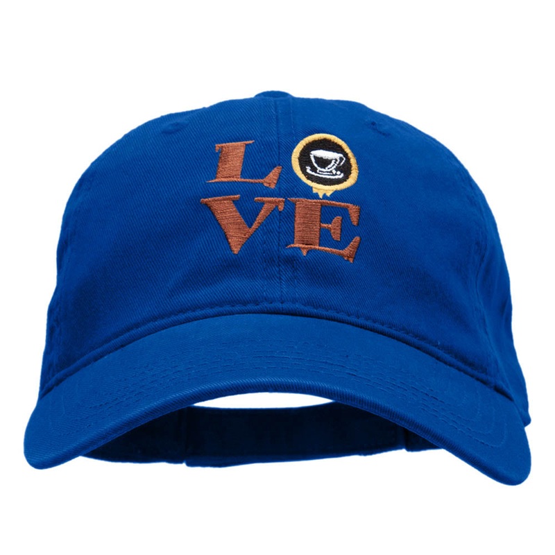 Coffee Love Embroidered Deluxe Washed Cap Royal One Size