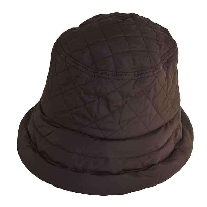 Connecticut Lady Quilted Rain Hat with Fleece Lining – Scala Collezione Brown