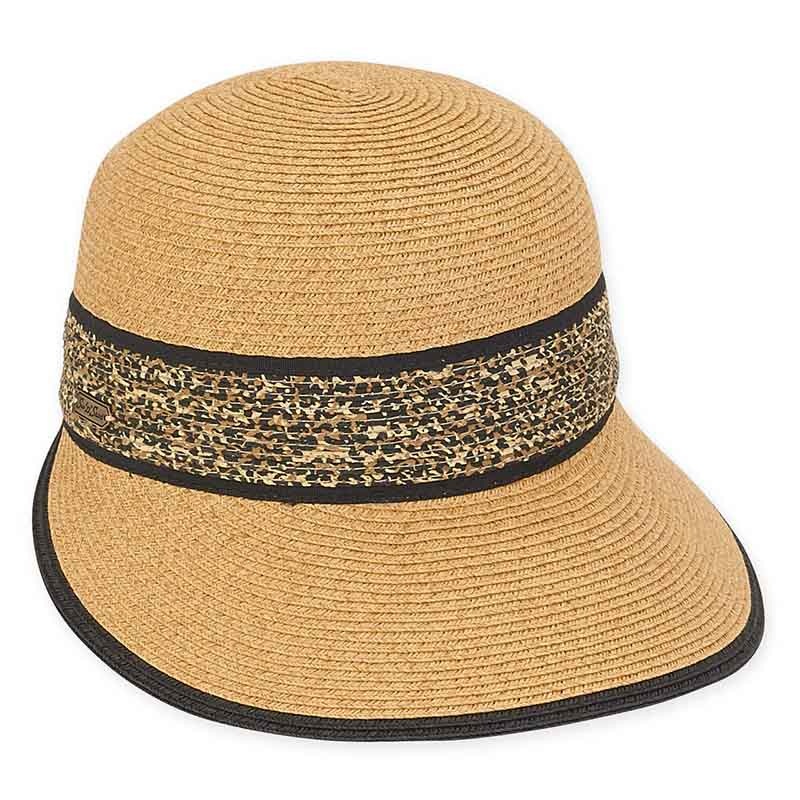 Leopard Print Band Brim Cap Hat – Sun ‘N’ Sand Hats Natural Tweed M/L (58 cm)