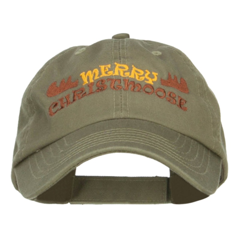 Merry Christmoose Embroidered Low Cap Olive One Size
