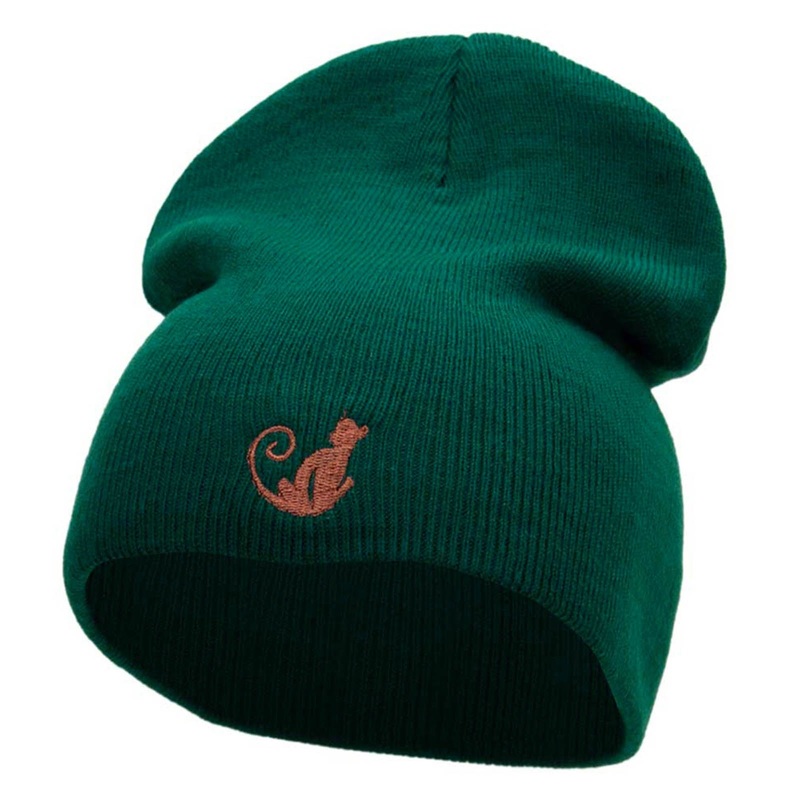 Monkey Insignia Embroidered Short Beanie Dk Green One Size