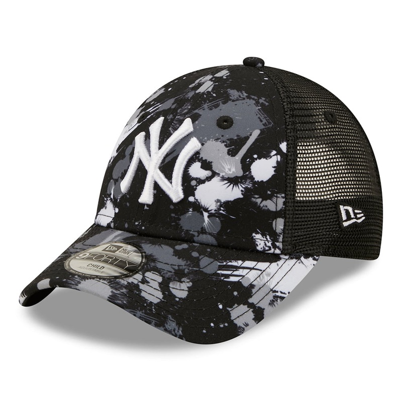 New Era Kids 9FORTY New York Yankees Trucker Cap – MLB Print – Black-White CHILD ADJ.