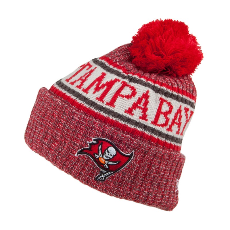 New Era Tampa Bay Buccaneers Bobble Hat – NFL Sideline Knit – Red-Black 1-Size