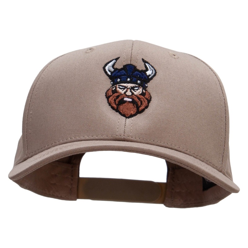 Pirate Design Embroidered Unconstructed High Profile Cotton Flat Bill Cap Khaki One Size