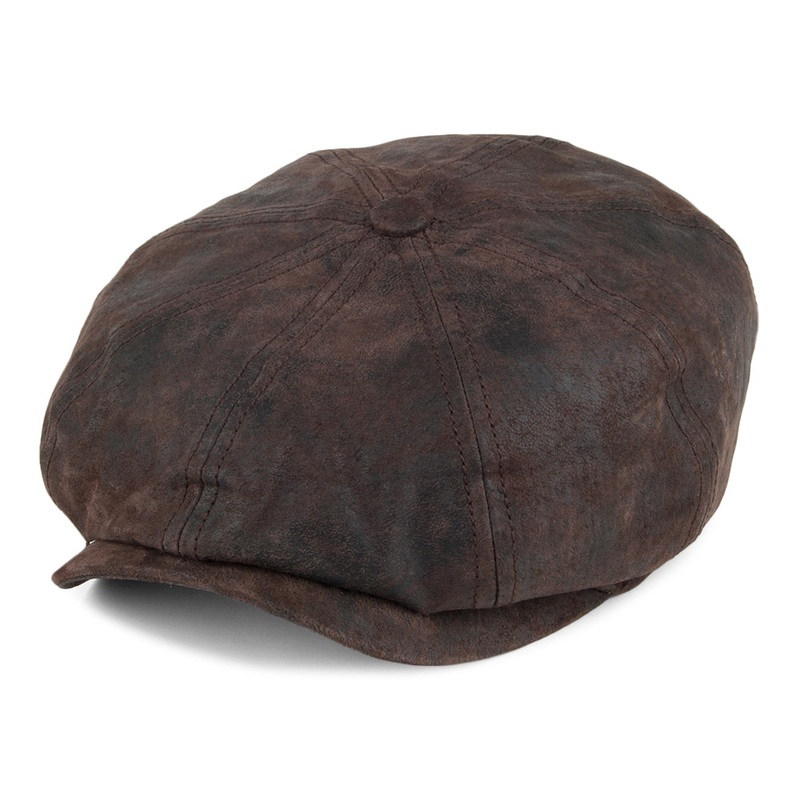 Stetson Hats Hatteras Leather Newsboy Cap – Brown S