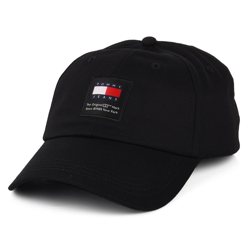 Tommy Hilfiger Hats TJM Modern Patch Organic Cotton Baseball Cap – Black Adjustable