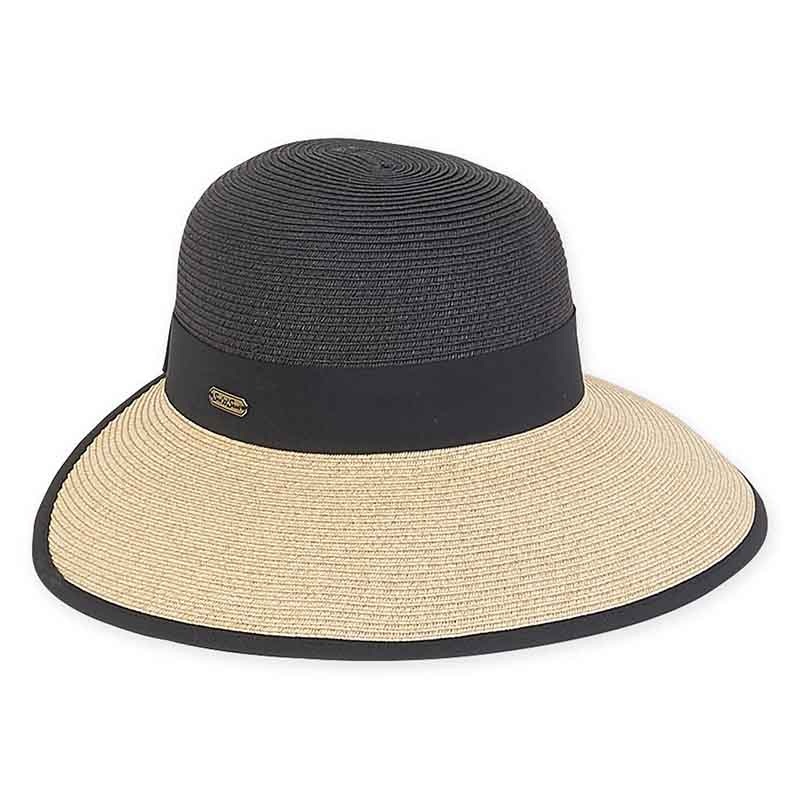 Two Tone Backless Facesaver Hat – Sun ‘N’ Sand Hats Black / Natural Medium (57 cm)
