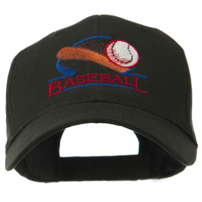 Baseball Bat and Ball Embroidery Cap Black One Size