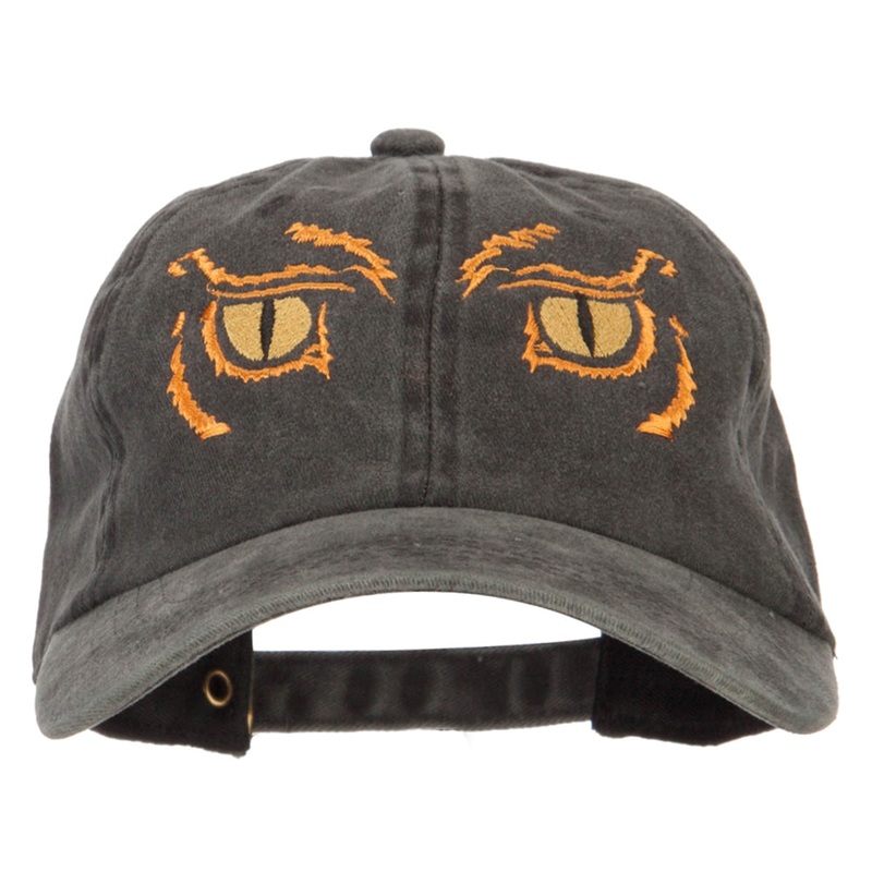Big Yellow Eyes Embroidered Unstructured Cotton Cap Black One Size