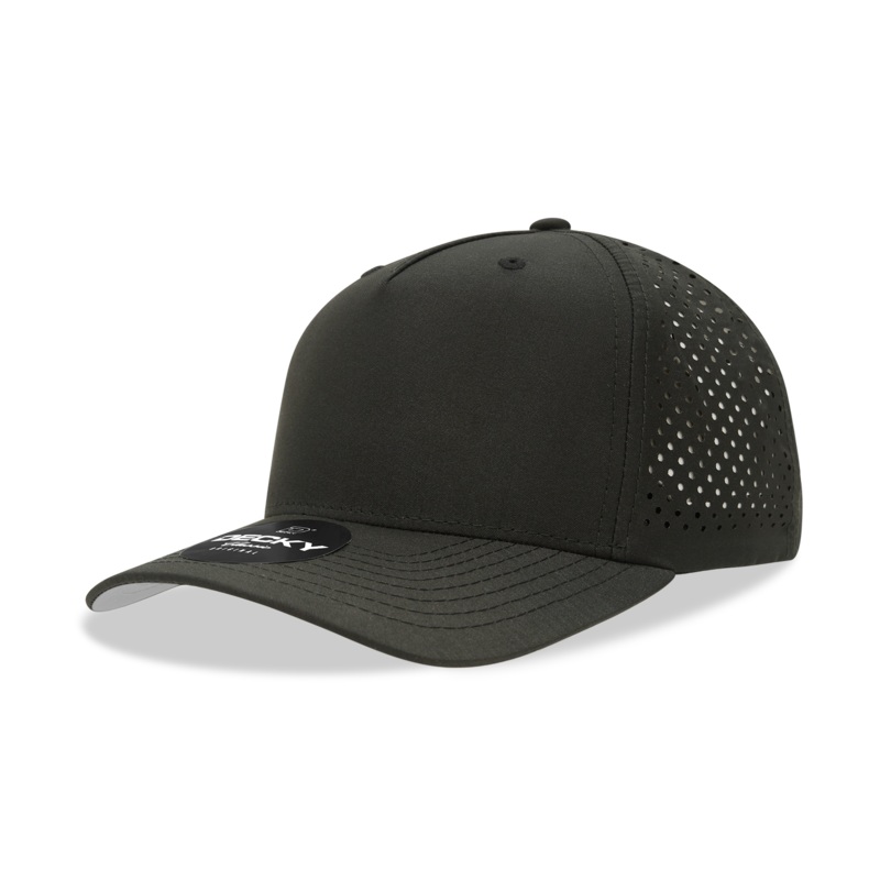 Decky 6225 5 Panel Mid Profile Structured Perforated Performance Cap Black