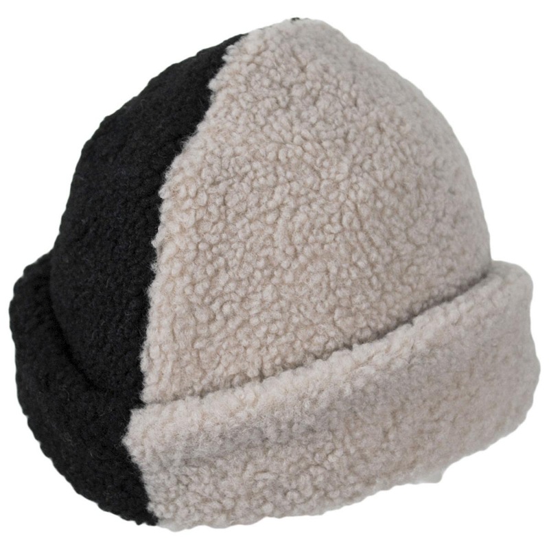 Ginsberg Two-Tone Fleece Skull Cap BLACK/BEIGE XS