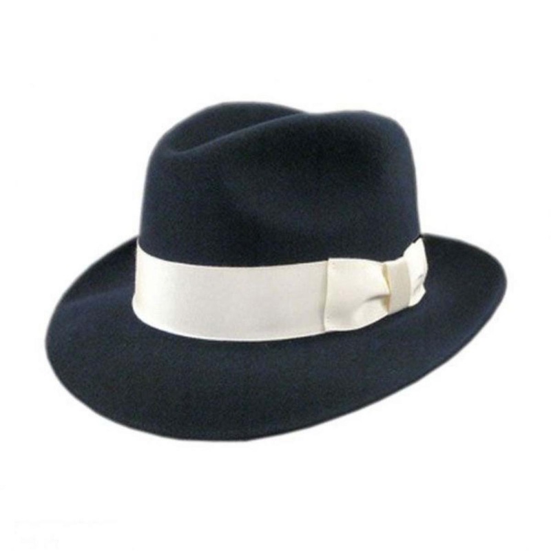 Heritage Collection 1920s Wool Felt Fedora Hat NAVY S