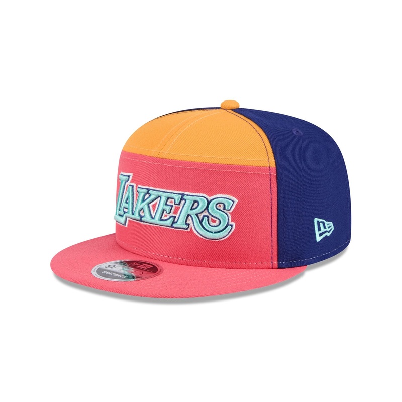 Los Angeles Lakers Coral Split Panel 9FIFTY Snapback Hat One Size