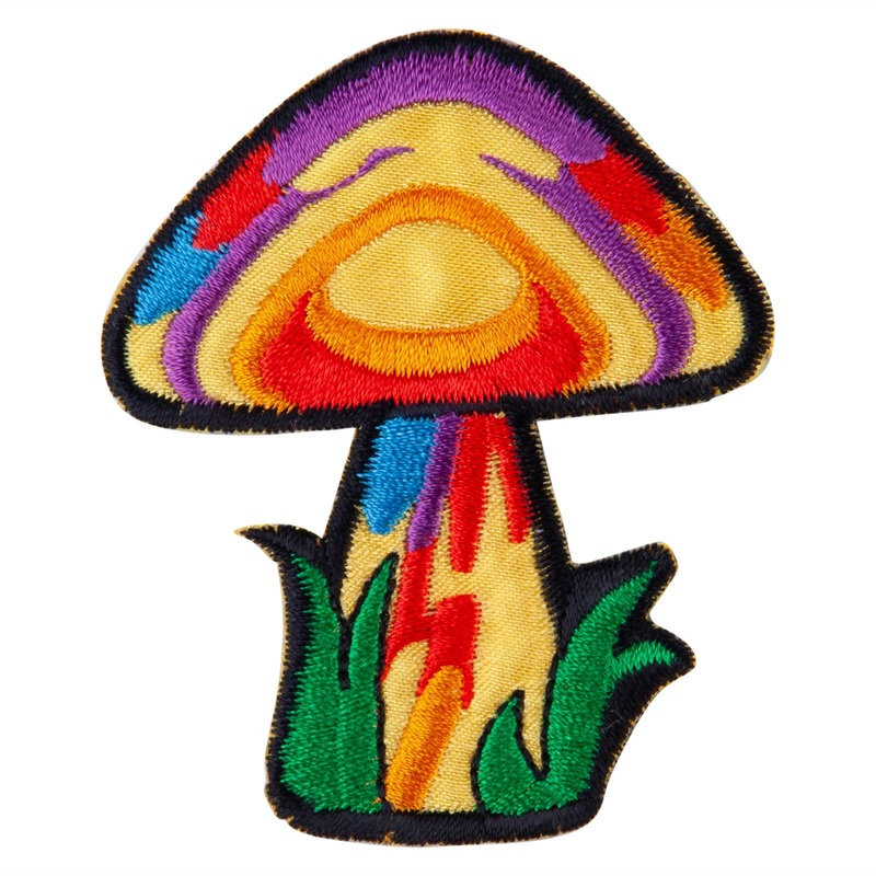 Magic Mushroom Iron on Patch Yellow Green One Size