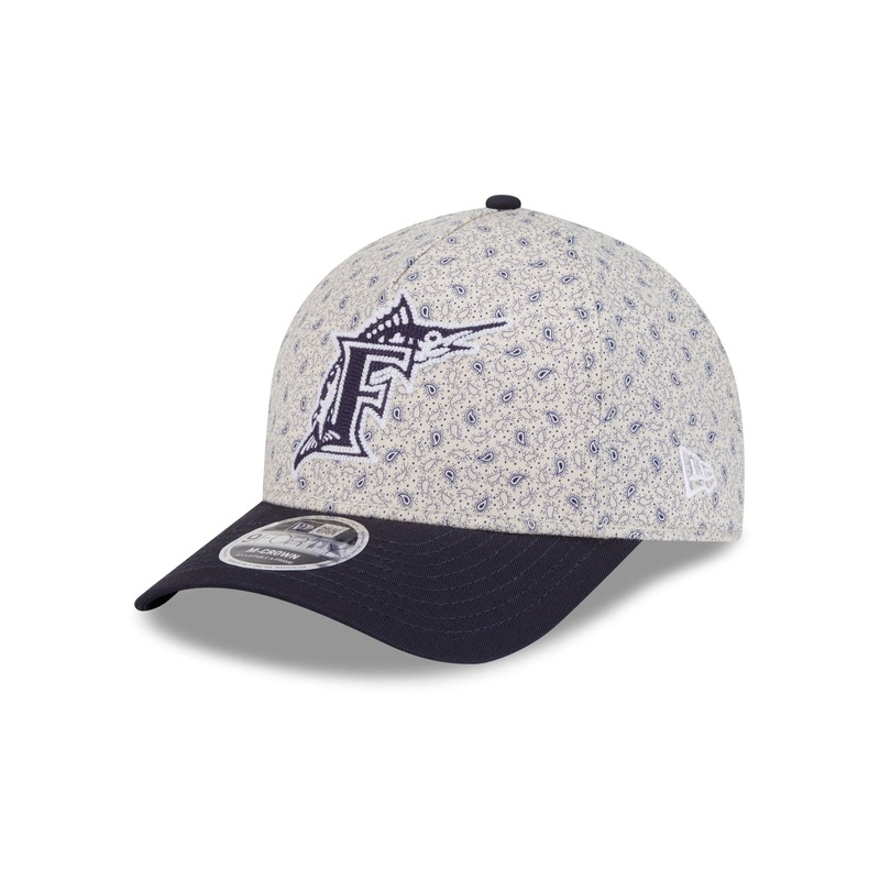 Miami Marlins Micro Print 9FORTY M-Crown A-Frame Adjustable Hat One Size