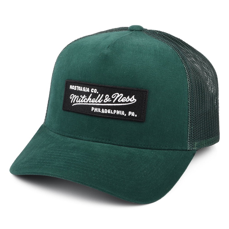 Mitchell & Ness Branded Box Logo Classic Trucker Cap – Dark Green Adjustable