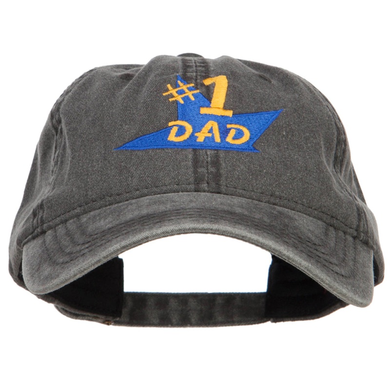 Number 1 Dad Star Embroidered Washed Cap Black One Size