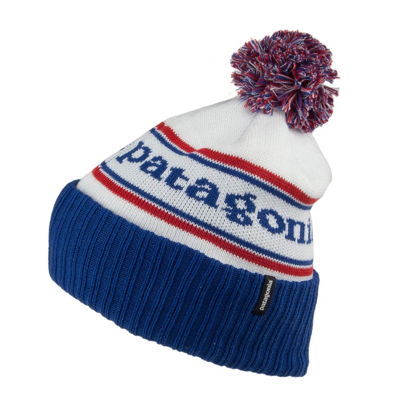 Patagonia Hats Park Stripe Powder Town Bobble Hat – White-Blue 1-Size