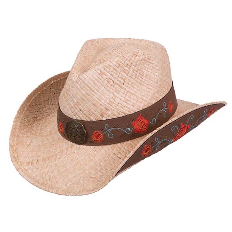 Red Rose Embroidered Cowboy Hat for Small Heads – Karen Keith Hats Natural Small (55 cm)