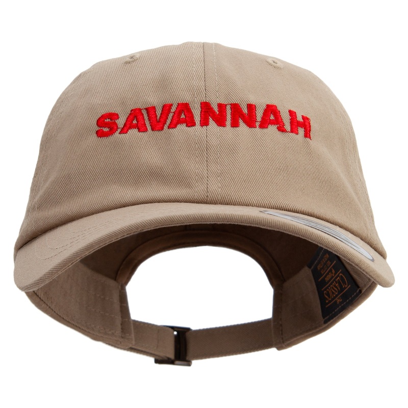 Savannah Logo Embroidered Dad Style Unstructured Low Profile 6 panel Cotton Cap Khaki One Size