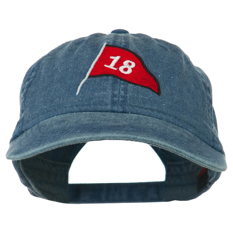 18th Hole Flag for Golf Embroidered Washed Cap Navy One Size