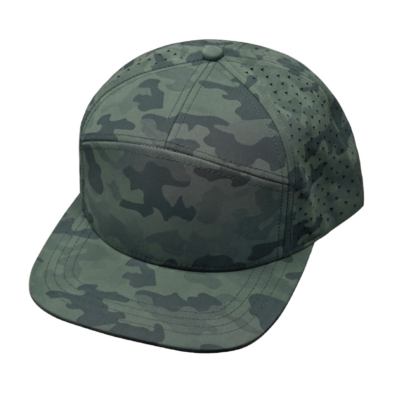 Blank – 7 Panel – Soft Teal Camo (Unisex) – Laser Mesh