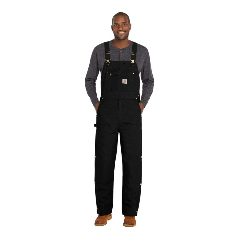 Carhartt CTS106672 Short Firm Duck Insulated Bib Overalls Black MS