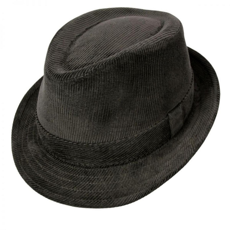 Corduroy C-Crown Trilby Fedora Hat BLACK S