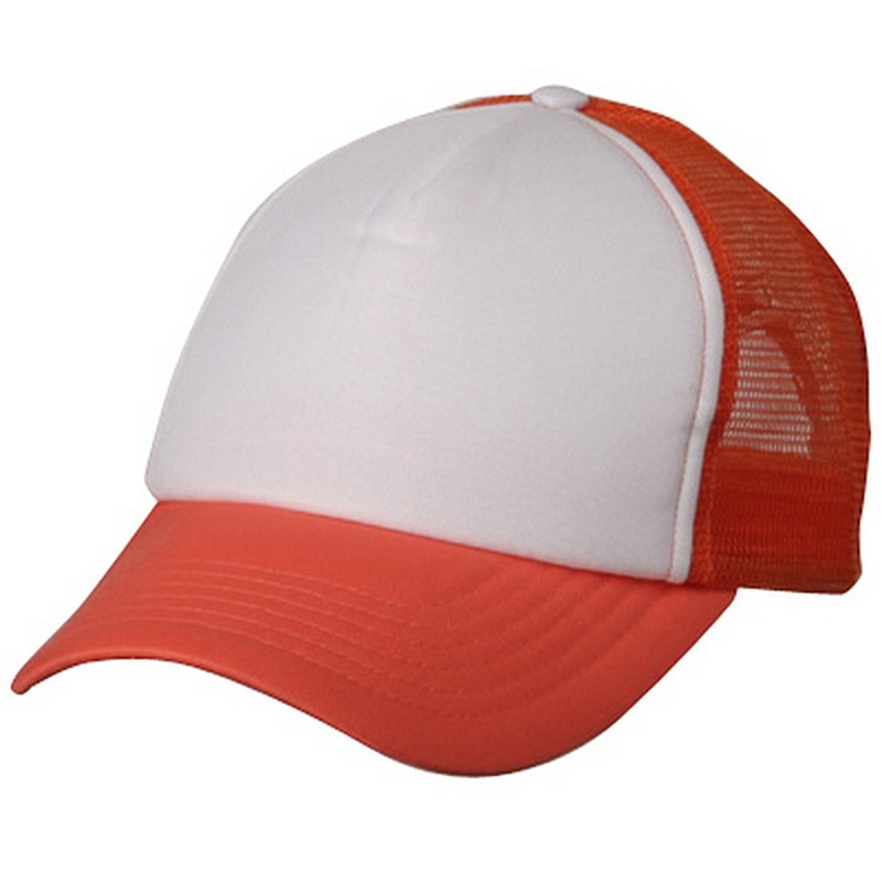 Cotton Trucker Cap Orange White One Size