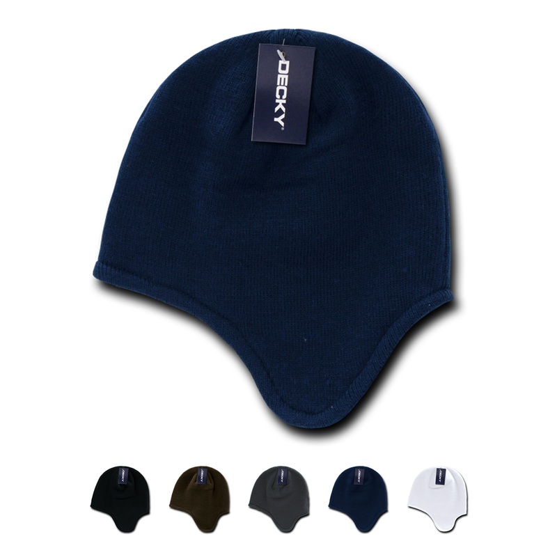 Decky 616 – Helmet Beanie, Fleece Lined Knit Cap Black