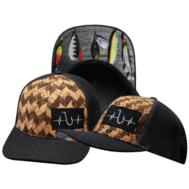 Fishing Hat – Baseball Hat Fit – Cork – Charcoal Gray – Trucker Mesh
