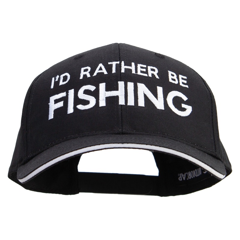 I’d Rather Be Fishing Embroidered Oversized Twill Cap Black XL-3XL