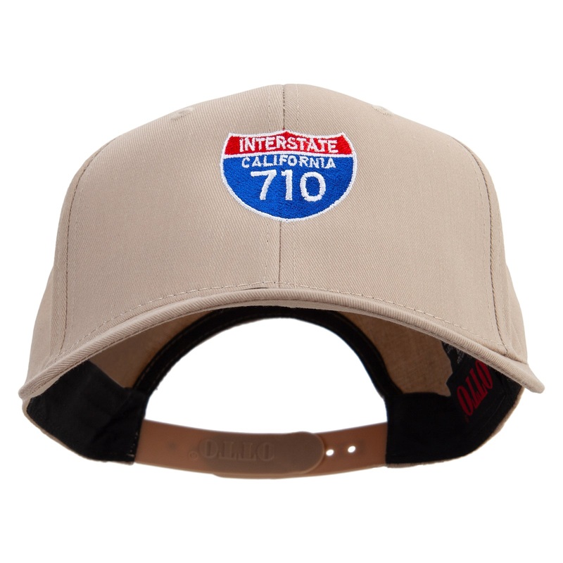 Interstate 710 Embroidered Solid Cotton Twill Pro Style Cap Khaki One Size