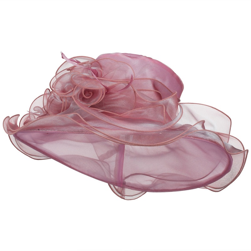 Iridescent Polyester Roses Organza Hat Black One Size