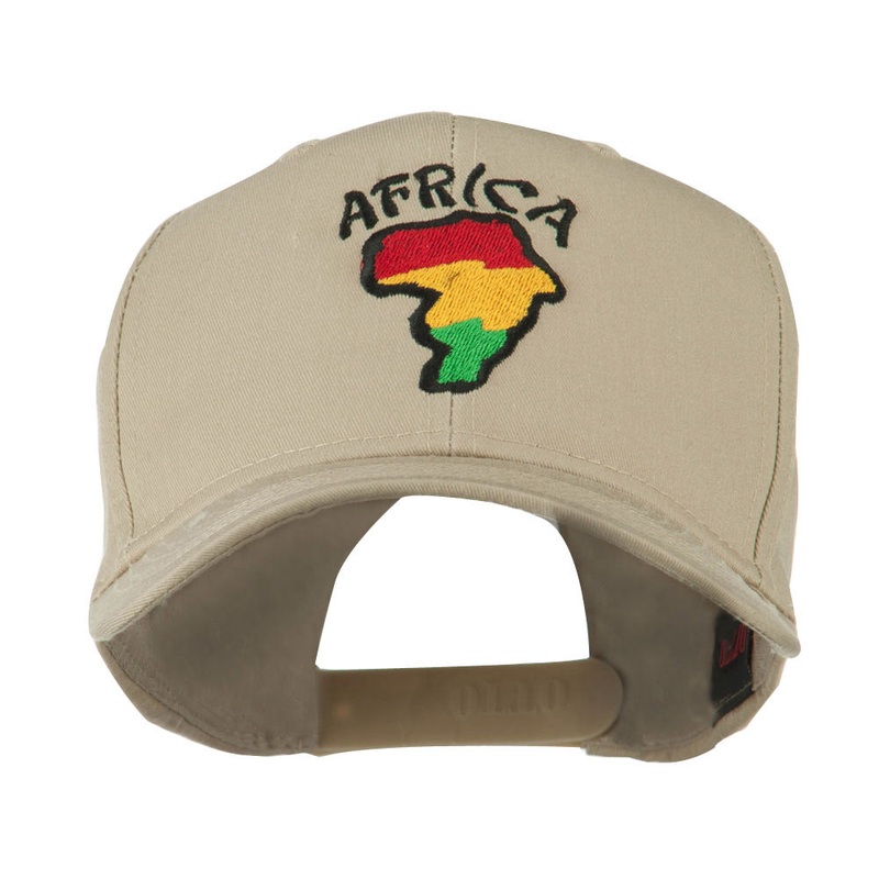 Map of Africa with Word Embroidered Cap Khaki One Size