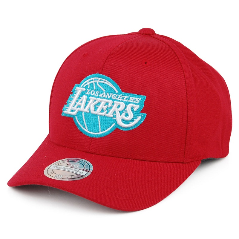 Mitchell & Ness L.A. Lakers Snapback Cap – Red/Teal – Red Adjustable