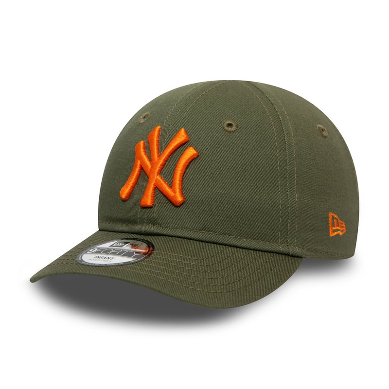 New Era Baby 9FORTY New York Yankees Baseball Cap – League Essential – Olive-Orange Infant 1-Size