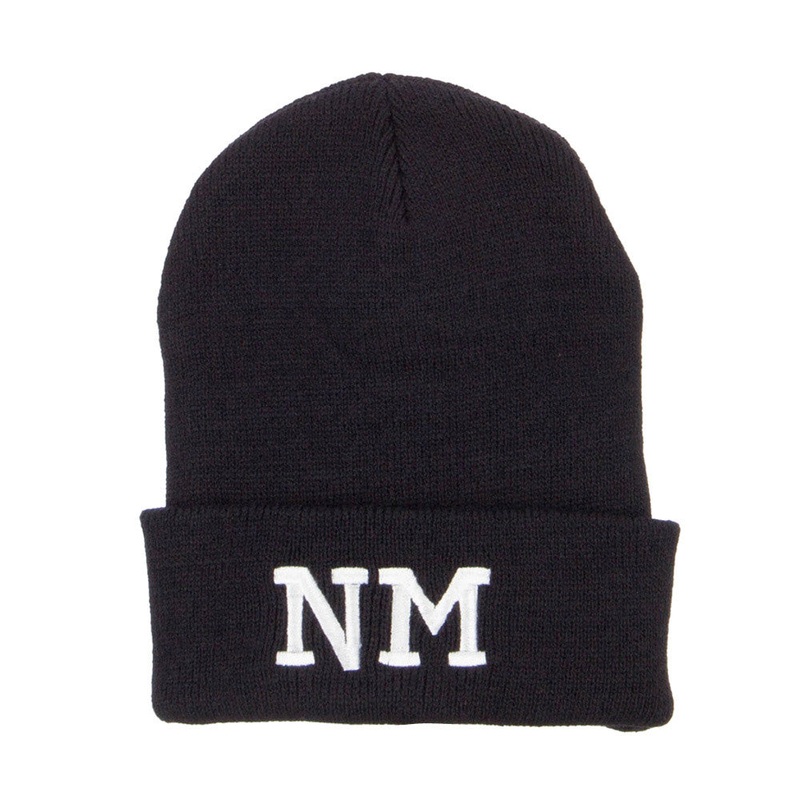 NM New Mexico State Embroidered Long Beanie Black One Size