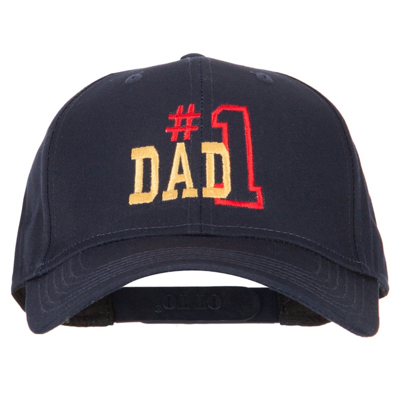 Number 1 Dad Outline Words Embroidered Solid Cotton Pro Style Cap Navy One Size