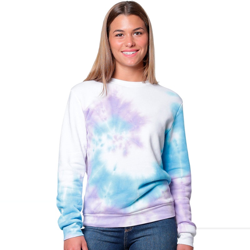 Royal Apparel 3759SWR Unisex Swirl Tie-Dye Crewneck Sweatshirt Made in USA Wonderland XS