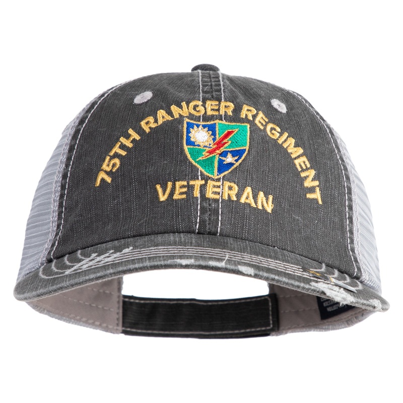 U.S. Army 75 Ranger Regiment Embroidered Low Profile Special Cotton Mesh Cap Black One Size