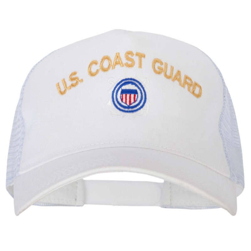 US Coast Guard Logo Embroidered New Big Size Trucker Mesh Cap White XL-3XL