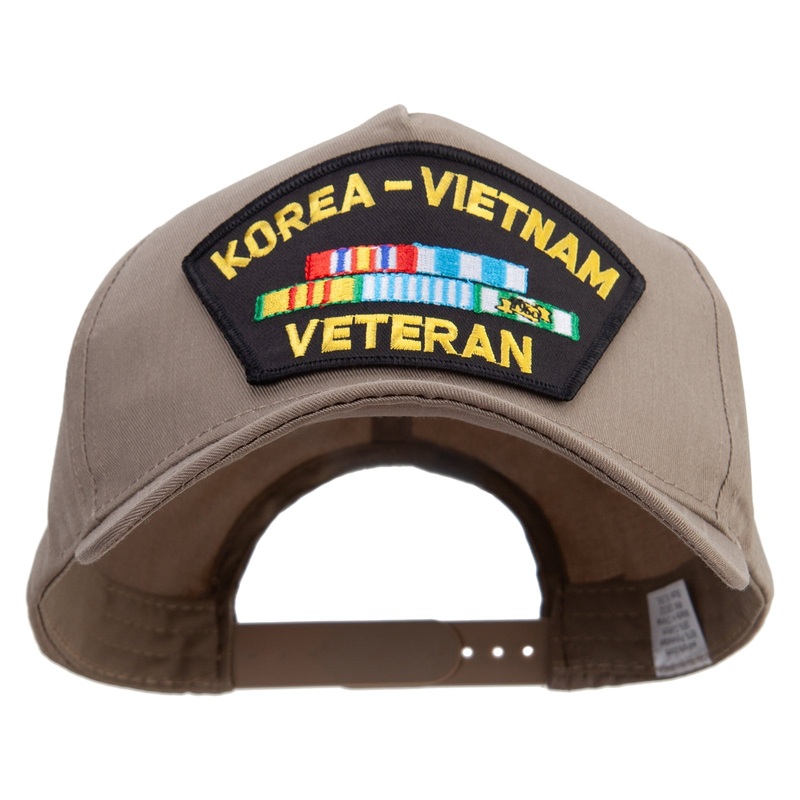 Veteran Military Large Patched Big Size Solid Cotton Twill 5 Panel Prostyle Snap Cap Khaki XL-3XL