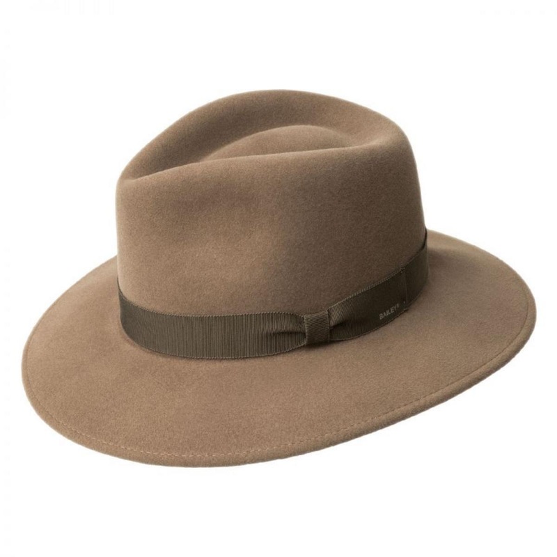 Ammon Wool Felt Teardrop Fedora Hat ALMOND S