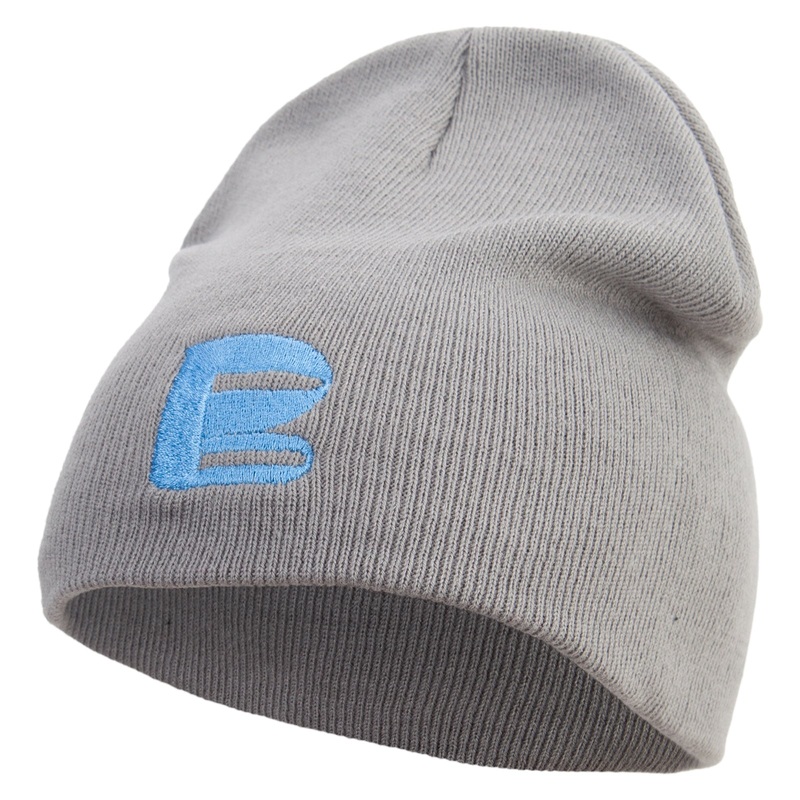 Artistic Letter B Embroidered 8 inch Acrylic Short beanie Grey One Size