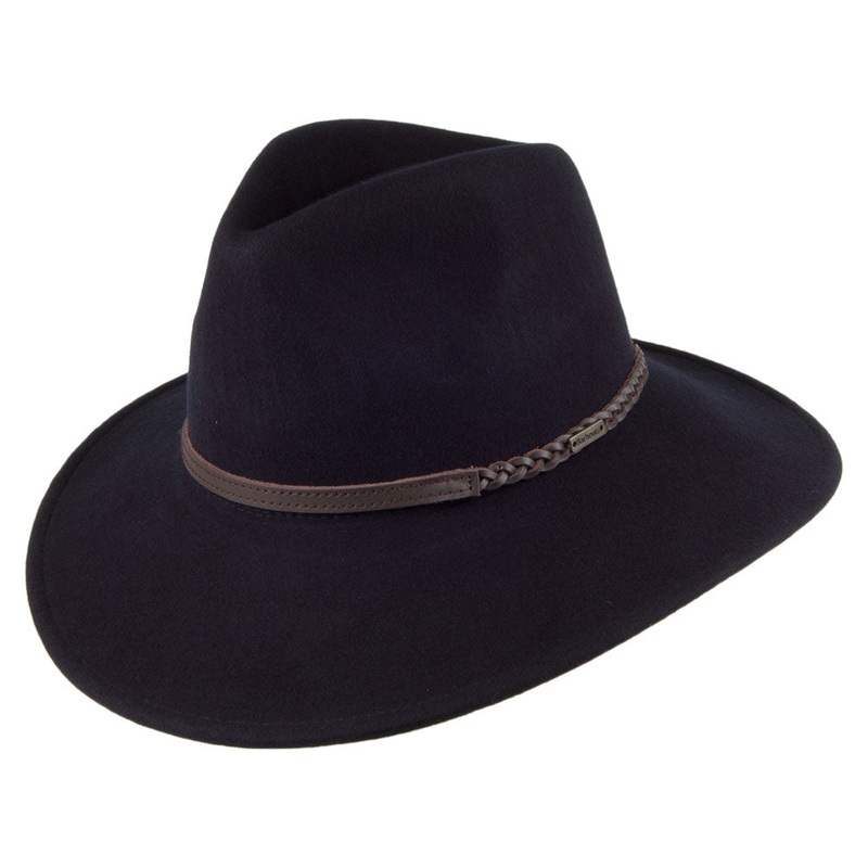 Barbour Hats Tack Wool Felt Fedora Hat – Navy Blue S